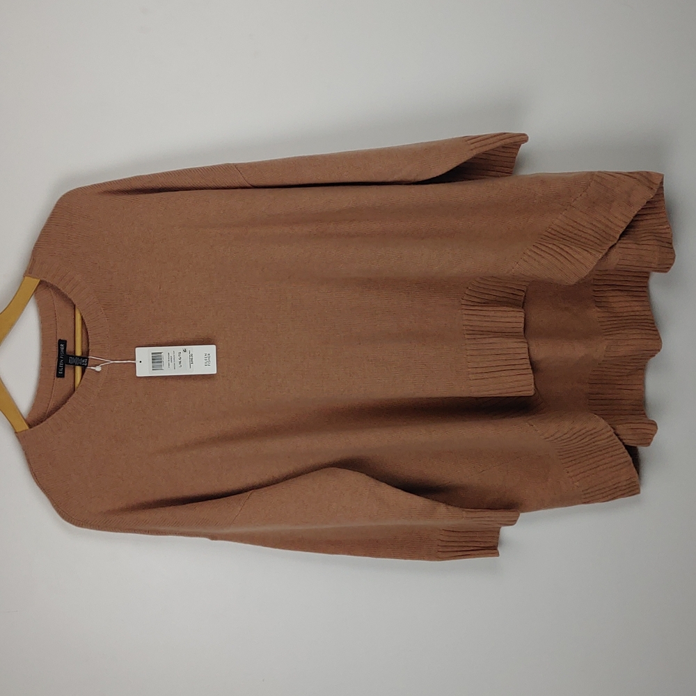 NWT Eileen Fisher Lofty Recycled Cashmere Oversized Sweater Amber pink/brown